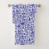 Blaues Muster Badhandtuch Set (Insitu)