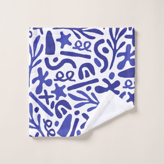 Blaues Muster Badhandtuch Set (Waschlappen)