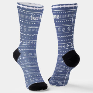 Blaues Muster   Benutzerdefinierter Name Socken