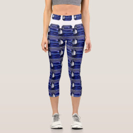 Blaues Muster Capri Leggings