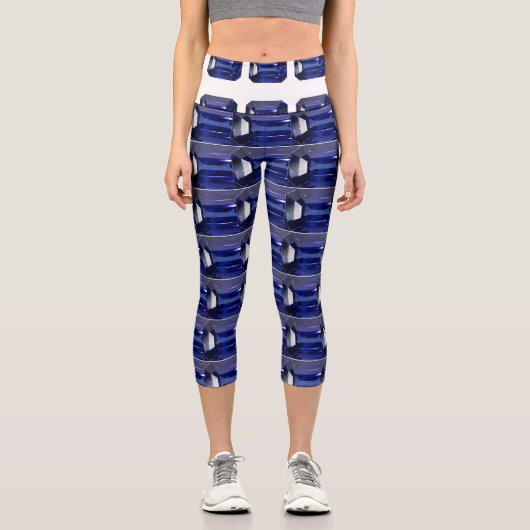 Blaues Muster Capri Leggings (Vorderseite)