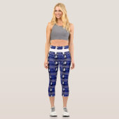 Blaues Muster Capri Leggings (Vorderseite)
