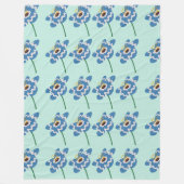 Blaues Muster der Blume Fleecedecke (Vorderseite)