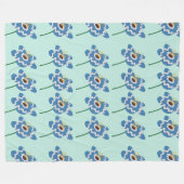 Blaues Muster der Blume Fleecedecke (Vorderseite (Horizontal))