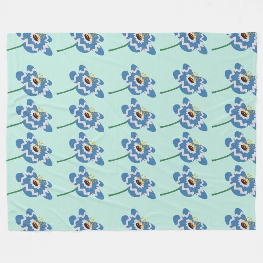 Blaues Muster der Blume Fleecedecke (Vorderseite (Horizontal))