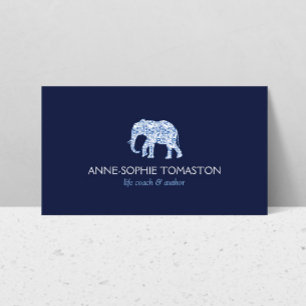 Blaues Muster-Elefanten-Logo im Vintage-Stil Visitenkarte