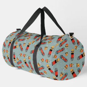 Blaues Muster für die Retro-Skateboard Duffle Bag