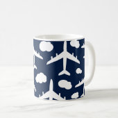 Blaues Muster für Flugzeuge Kaffeetasse (VorderseiteRechts)
