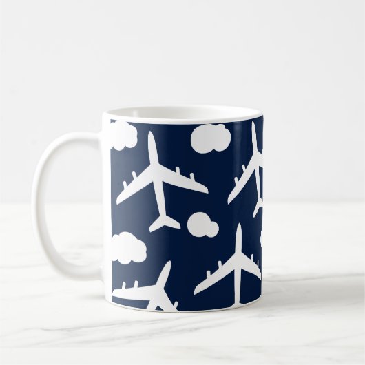 Blaues Muster für Flugzeuge Kaffeetasse (Links)