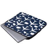 Blaues Muster für Flugzeuge Laptopschutzhülle (Vorne Knopf)