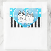 Blaues Muster für Huskies Rechteckiger Aufkleber (Tasche)