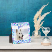 Blaues Muster für Lila Blume Foto für Hunde Fotoplatte (InSitu)