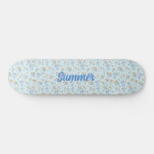 Blaues Muster für Vintage Wildblume Skateboard (Horizontal)