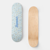 Blaues Muster für Vintage Wildblume Skateboard (Vorderseite)