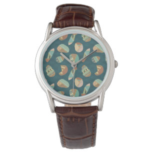 Blaues Muster Geo-Schritt- im Freien Armbanduhr