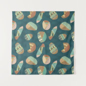 Blaues Muster Geo-Schritt-| im Freien Wandteppich (Vorderseite (Horizontal))