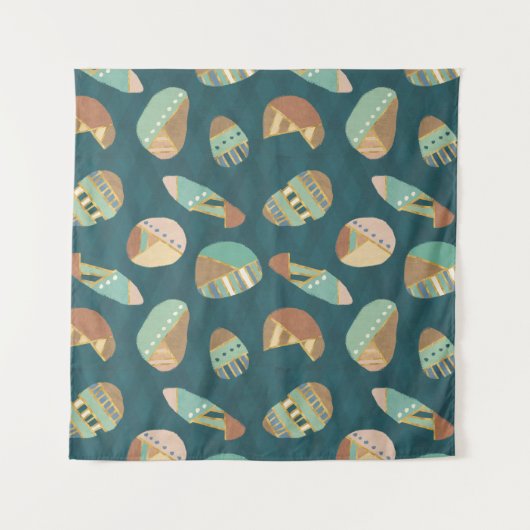 Blaues Muster Geo-Schritt-| im Freien Wandteppich (Vorderseite)