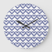 Blaues Muster Große Wanduhr (Vorderseite)