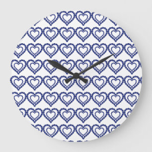 Blaues Muster Große Wanduhr