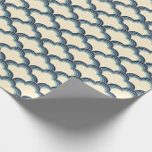 Blaues Muster im Retrostil Geschenkpapier (Ecke)
