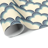 Blaues Muster im Retrostil Geschenkpapier (Rolleneckpunkt)