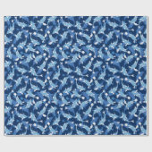 Blaues Muster - Koi Fish Geschenkpapier (Flach)