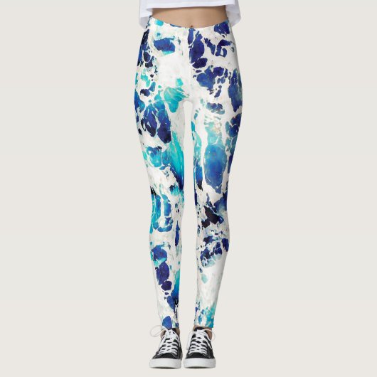Blaues Muster Leggings (Vorderseite)