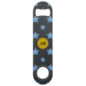 Blaues Muster mit Sternen Speedflaschenöffner (Vorderseite)