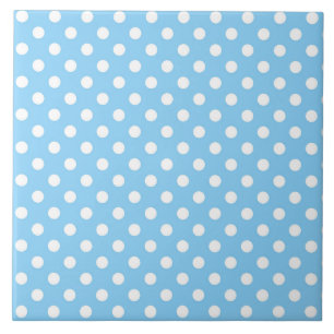 blaues Muster mit weißen Polka-Punkten Fliese