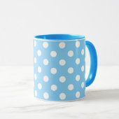 blaues Muster mit weißen Polka-Punkten Tasse (VorderseiteRechts)
