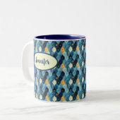 Blaues Muster Personalisierte Kaffeemaschine Tasse (Vorderseite Links)