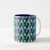 Blaues Muster Personalisierte Kaffeemaschine Tasse (VorderseiteRechts)