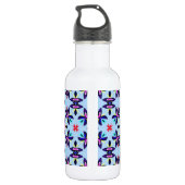 Blaues Muster Retro Art Trinkflasche (Rückseite)