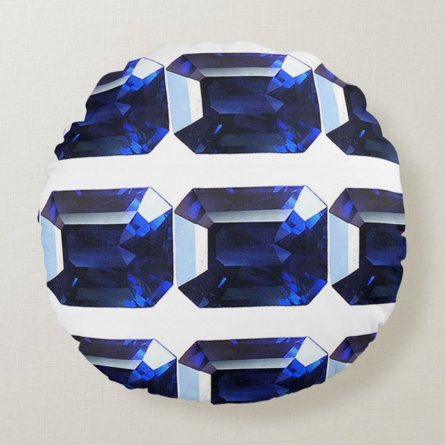 Blaues Muster Rundes Kissen (Vorderseite)