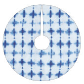 Blaues Muster Shibori Tie Dye Druck Polyester Weihnachtsbaumdecke (Vorderseite)