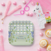 Blaues Muster und Blumenmuster Pappteller (Party)