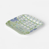 Blaues Muster und Blumenmuster Pappteller (Gewinkelt)