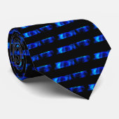 Blaues Muster und schwarze Streifen Krawatte (Gerollt)