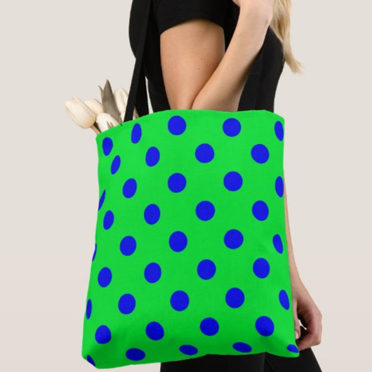 Blaues Musterdesign mit grünen Tupfen Tasche