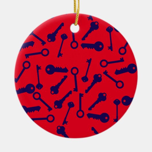 Blaues Musterprodukt Keramik Ornament (Vorne)