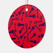 Blaues Musterprodukt Keramik Ornament (Links)