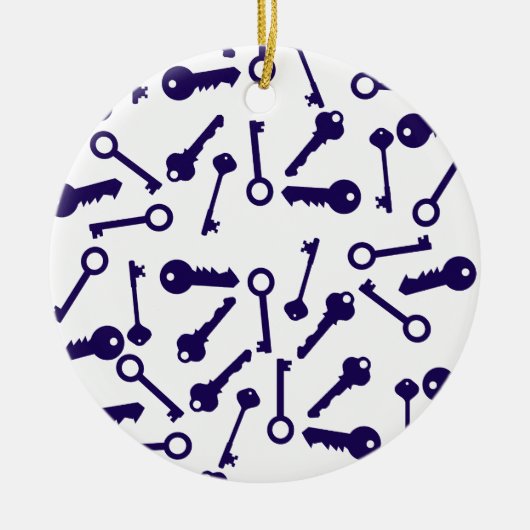 Blaues Musterprodukt Keramik Ornament (Vorne)