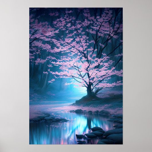 Blaues Mysterium im Blossom-Wald Poster (Vorne)