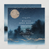 Blaues Nachtgoldhaus Einladung (Vorne/Hinten)