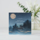 Blaues Nachtgoldhaus Einladung (Stehend Vorderseite)