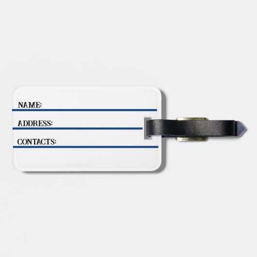 Blaues Nahtloses Muster Gepäckanhänger (Rückseite horizontal)