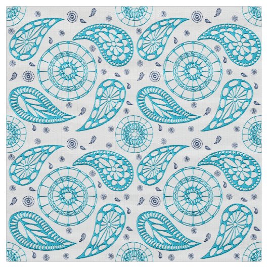 Blaues nahtloses Muster Paisleys Stoff (Muster)