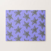 Blaues nahtloses Retro-Stil graues Sterne-Muster Puzzle (Horizontal)