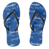 Blaues Namensmuster Slim Strap Flip Flops Badesandalen (Fußbett)