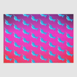 Blaues Narwal-Muster des Cartoon auf Navy Blue  Seidenpapier